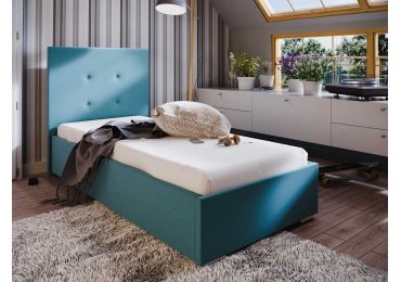 Čalouněná postel DANGELO 1 90x200 cm, modrá látka