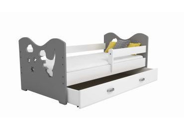 Dětská postel ORTLER 80x160 typ 3, šedá čela + bílé boky
