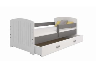 Dětská postel ORTLER 80x160 typ 5, bílá čela + šedé boky