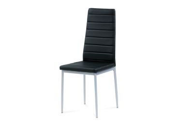 Jídelní židle TYSON, koženka černá / šedý lak DOPRODEJ