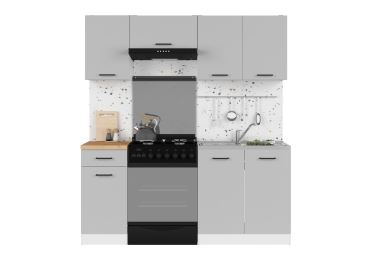Kuchyně JAMISON 120/180 cm bez pracovní desky, bílá/světle šedý lesk