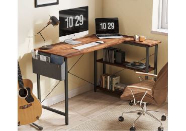 Rohový psací stůl CARALLUMA s přihrádkou, dub artisan/černá