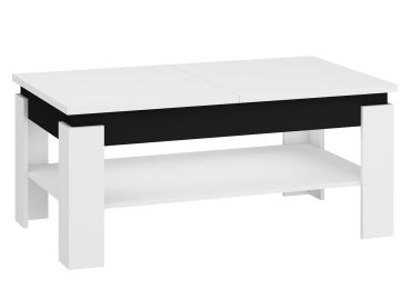 Rozkládací konferenční stolek ZOMIN, bílá/černý lesk, 5 let záruka