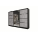 Šatní skříň HARAZIA 280 se zrcadlem, 4 šuplíky a 2 šatními tyčemi, černý mat/beton