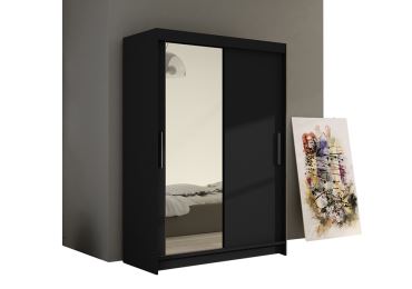 Šatní skříň KENDI VI, černý mat/zrcadlo